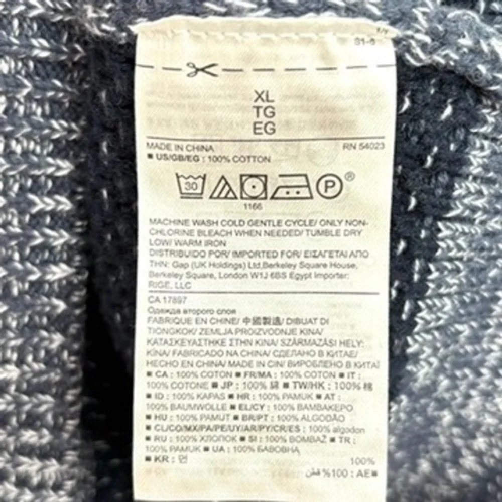 NWT Banana Republic Open Knit Ombre Cotton Pullover Sweater Blue Gray‎ Size XL